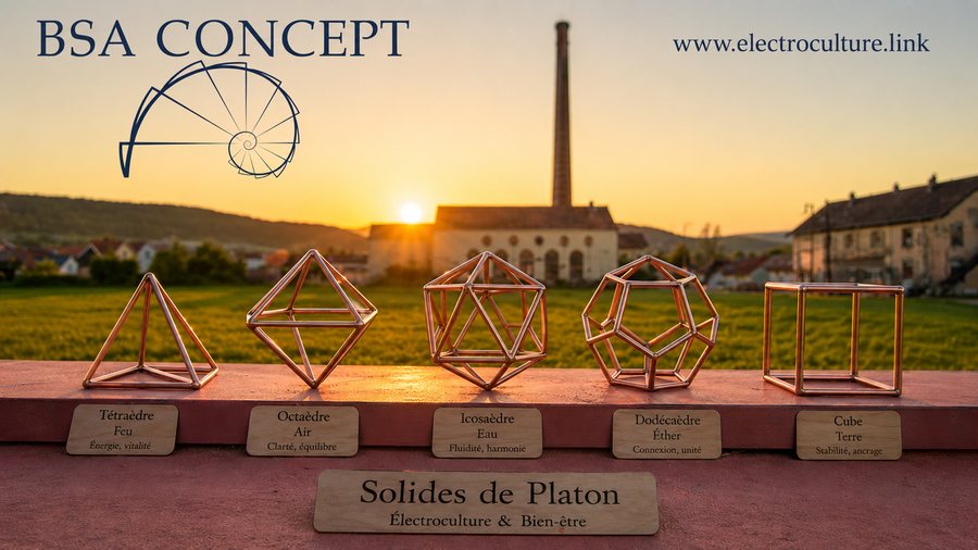 Collection de solides de Platon en cuivre réalisés par BSA Concept
